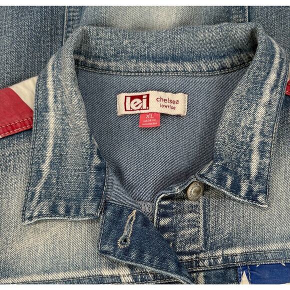 VTG American Flag Jean Vest Denim Patriotic Americana USA 4th of July XL Western - Picture 6 of 7